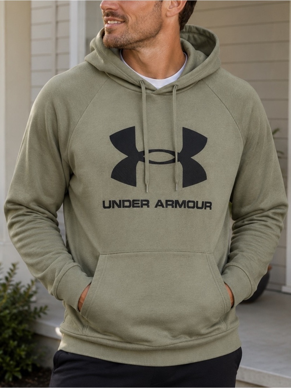 UNDER ARMOUR Rival Fleece Hoodie Mens XL Grove Green Big Logo Pullover